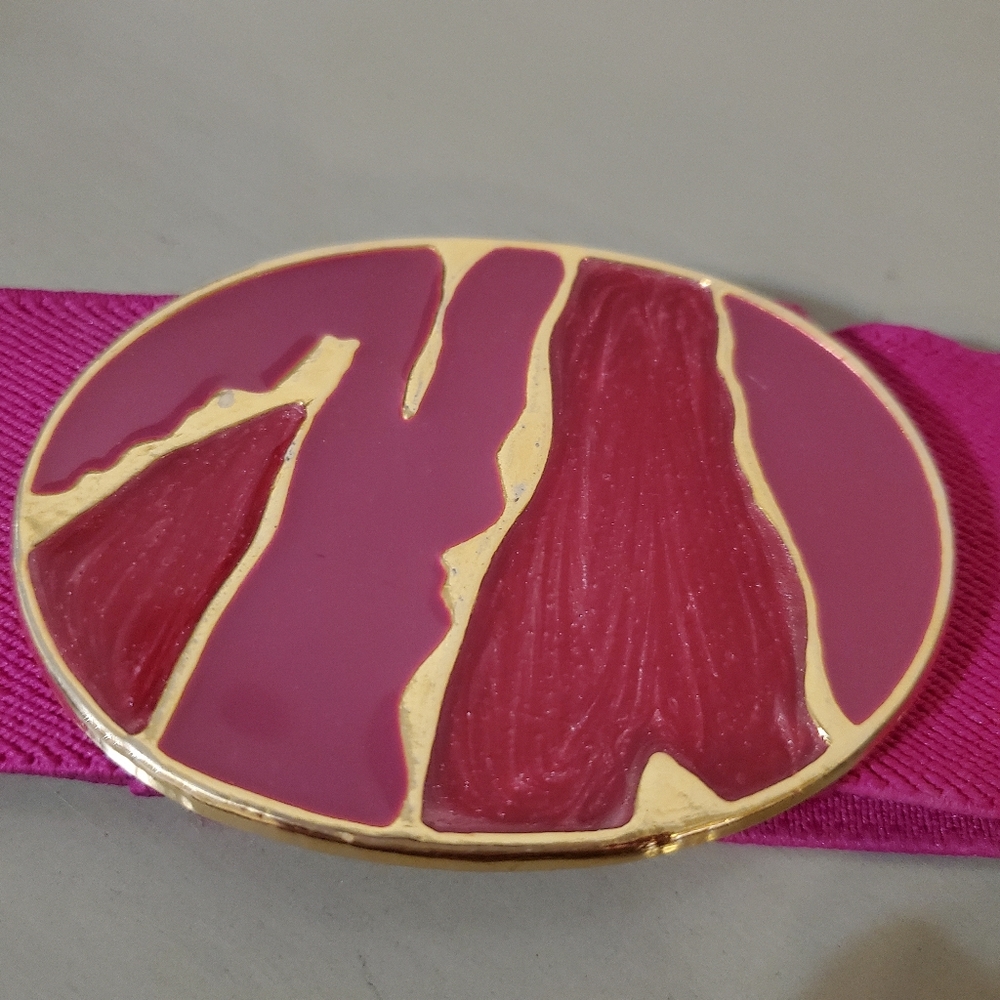Vintage Pink Belt With Geode Buckle Medium - Picture 6 of 6